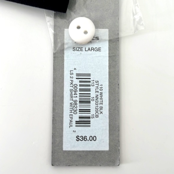 NWT Apt. 9 White & Black Long Sleeve with Epaulets - Picture 5 of 5